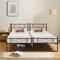 Black Heart-shaped Twin XL Metal Bed Frame with Headboard and Footboard